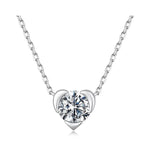 S925 Sterling Silver 1-Carat Classic Heart-Shaped Moissanite Necklace, MSN080