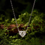 S925 Sterling Silver 1-Carat Classic Heart-Shaped Moissanite Necklace, MSN080