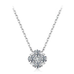 S925 Sterling Silver Lucky Four-Leaf Clover Moissanite Necklace, MSN081