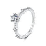 S925 Sterling Silver Platinum-Plated Moissanite Slim Ring, 6 US Size, 7 US Size, 8 US Size
