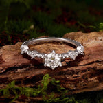 S925 Sterling Silver Platinum-Plated Moissanite Slim Ring, 6 US Size, 7 US Size, 8 US Size