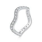 Minimalist S925 Sterling Silver Wave White Gold Plated Moissanite Ring