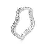 Minimalist S925 Sterling Silver Wave White Gold Plated Moissanite Ring