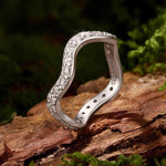 Minimalist S925 Sterling Silver Wave White Gold Plated Moissanite Ring