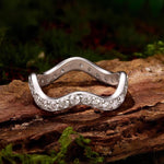 Minimalist S925 Sterling Silver Wave White Gold Plated Moissanite Ring