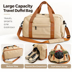Expandable Travel Duffel Bag with Shoe Compartment Weekender Overnight Bag with Dry Wet Separation