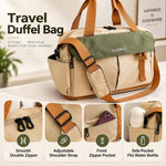 Expandable Travel Duffel Bag with Shoe Compartment Weekender Overnight Bag with Dry Wet Separation