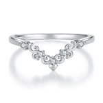 S925 Sterling Silver V-Shaped Fleur-de-Lis Moissanite Ring, 6 US Size, 7 US Size, 8 US Size