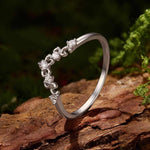 S925 Sterling Silver V-Shaped Fleur-de-Lis Moissanite Ring, 6 US Size, 7 US Size, 8 US Size