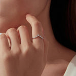 S925 Sterling Silver V-Shaped Fleur-de-Lis Moissanite Ring, 6 US Size, 7 US Size, 8 US Size