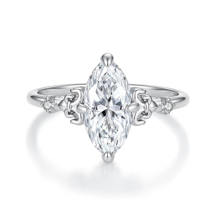 S925 Sterling Silver Teardrop-Shaped 2-Carat Moissanite Ring, 6 US Size, 7 US Size, 8 US Size
