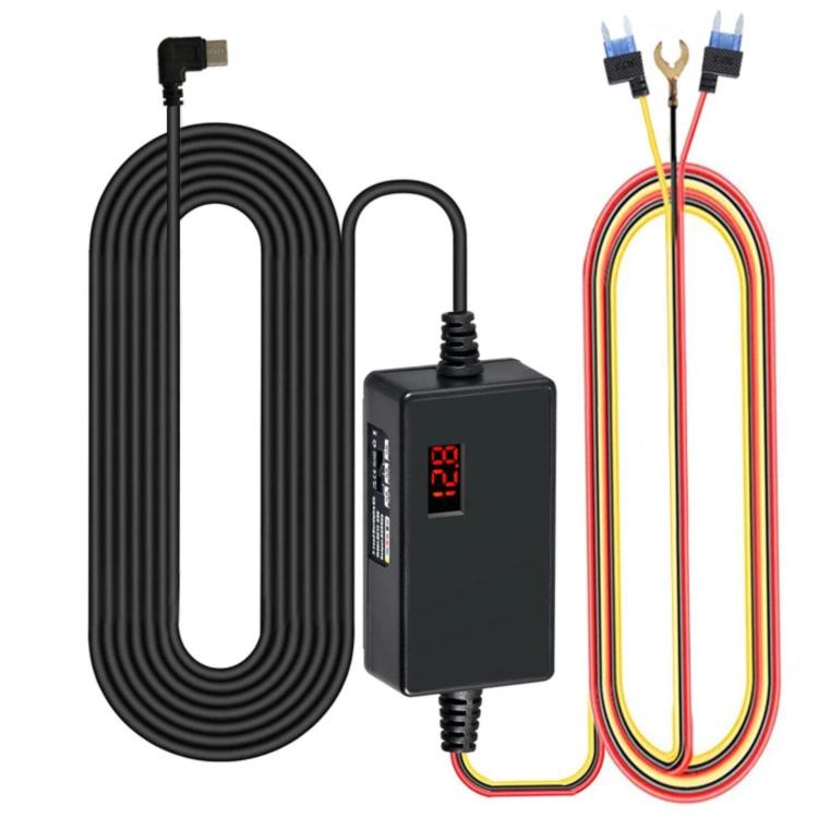 Digital Display Type-C 12V/24V to 5V 3A 3-Wire Adjustable Hardwire Kit for Car Chargers, Right-angle Plug Universal, Straight Plug Universal, Right-angle Plug Mini Fuse Tap, Straight Plug Mini Fuse Tap