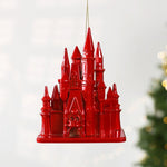 3D Electroplated Castle Christmas Tree Ornaments Acrylic Fairytale Building Hanging Decor