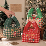 Christmas Canvas Mini Tote Bag Small Holiday Treat Bag with Snap Button