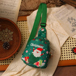 Kids Christmas Sling Bag Mini Crossbody Chest Pack with Adjustable Strap Plush Charm