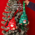 Kids Christmas Sling Bag Mini Crossbody Chest Pack with Adjustable Strap Plush Charm