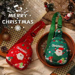 Kids Christmas Sling Bag Mini Crossbody Chest Pack with Adjustable Strap Plush Charm