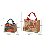 Christmas Jute Tote Bag Reusable Burlap Holiday Gift Bag With Button Closure, Large Red, Small Red, Large Green, Small Green