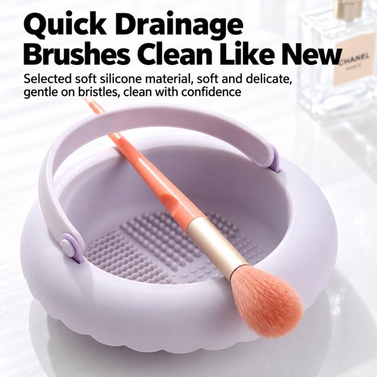 Makeup Brush Cleaner Bowl With Drying Rack Hanging Silicone Sponge Mat Storage Holder