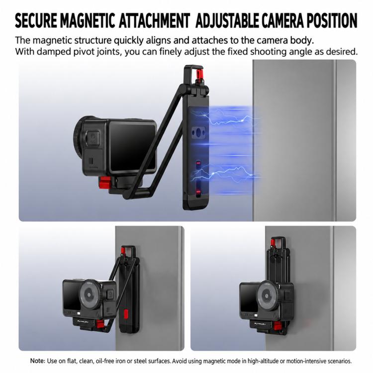 Flymile Magnetic Quick-Release Tripod & Rotating Carabiner Mount, For DJI Osmo Action 3 / 4 / 5 Pro, For DJI Osmo Action 6 / Nano / 360 II
