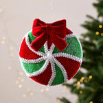 13cm Colorful Plush Lollipop Bow Christmas Hanging Ornament