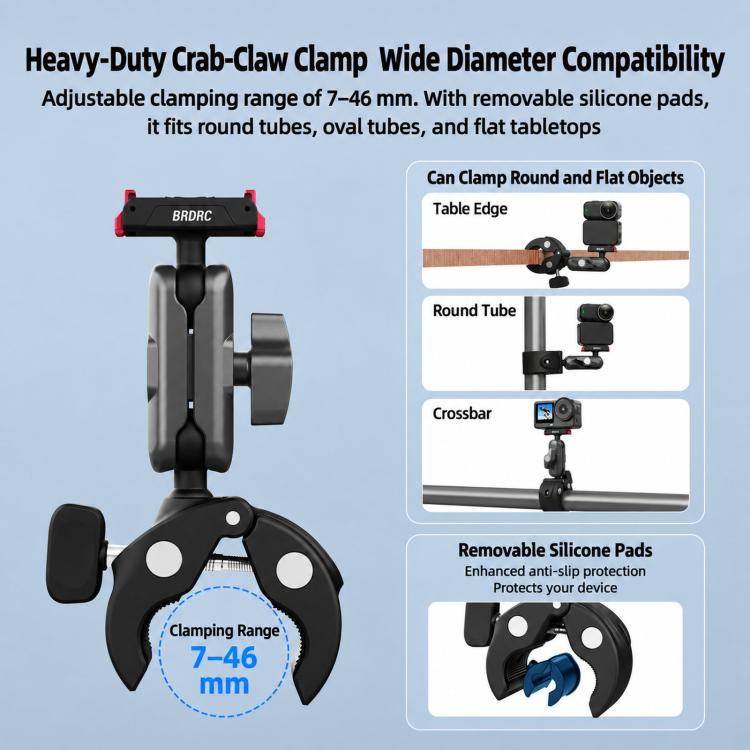 BRDRC Quick-Release Bicycle Mount, For DJI Osmo Action 6 / 4 / 5 Pro, For DJI Osmo 360 II / Nano