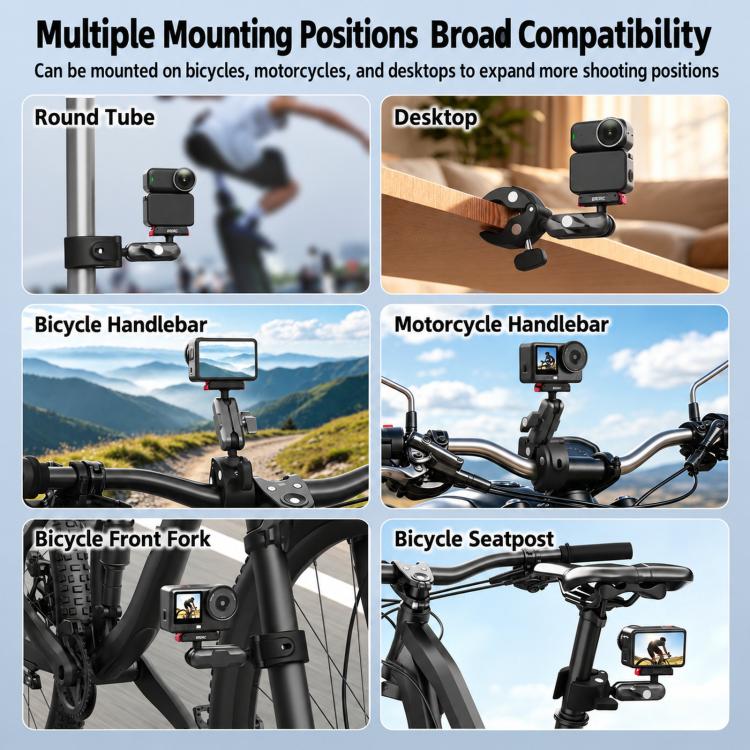 BRDRC Quick-Release Bicycle Mount, For DJI Osmo Action 6 / 4 / 5 Pro, For DJI Osmo 360 II / Nano