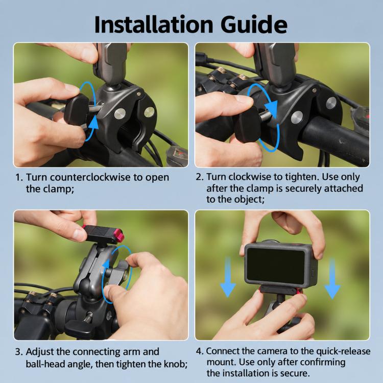 BRDRC Quick-Release Bicycle Mount, For DJI Osmo Action 6 / 4 / 5 Pro, For DJI Osmo 360 II / Nano