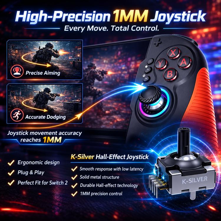 STK-7067B For Nintendo Switch 2 Plug & Play Controller With 9-Axis Gyro, Hall Effect Joystick & Card Storage