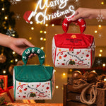 Christmas House Gift Bag Zippered Holiday Treat Candy Tote with Plush Handle