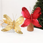 Glitter Butterfly Christmas Tree Ornaments Fabric Sequin Ornaments For Holiday Decoration