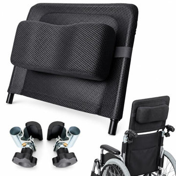 Universal Wheelchair Headrest Attachment Backrest Extension with Metal Mounting Clamps, 39x36cm, 44x37cm