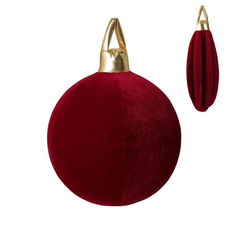30cm Velvet Inflatable Christmas Ball Ornament DIY Christmas Decoration and Scene Prop