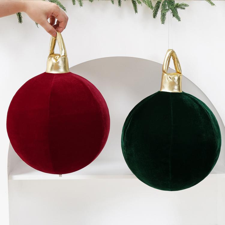 30cm Velvet Inflatable Christmas Ball Ornament DIY Christmas Decoration and Scene Prop