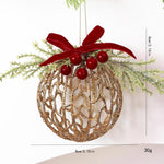 Gold Glitter Christmas Tree Ornament with Red Velvet Bow Pinecone Wreath Ball Hanging Decor, BOW-PINECONE, STAR-WREATH, HOLLOW-BALL, BOW-PENDANT