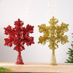Glitter Snowflake Wrought Iron Tree Top Star Christmas Tree Ornament Christmas Decoration, Glitter Snowflake (Gold), Glitter Snowflake (Red)