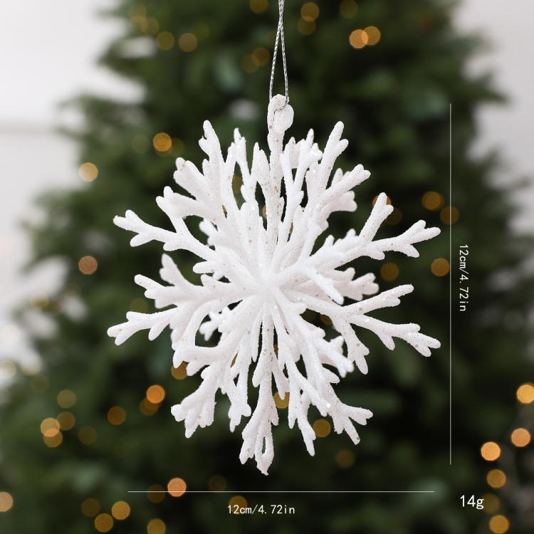 3D 4.72 Inch Glitter Snowflake Christmas Ornament Shatterproof Hanging Tree Decoration