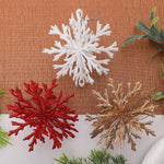 3D 4.72 Inch Glitter Snowflake Christmas Ornament Shatterproof Hanging Tree Decoration