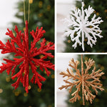 3D 4.72 Inch Glitter Snowflake Christmas Ornament Shatterproof Hanging Tree Decoration