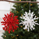 3D 4.72 Inch Glitter Snowflake Christmas Ornament Shatterproof Hanging Tree Decoration