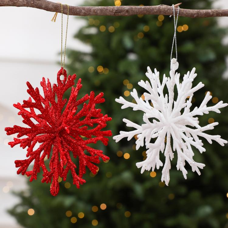 3D 4.72 Inch Glitter Snowflake Christmas Ornament Shatterproof Hanging Tree Decoration