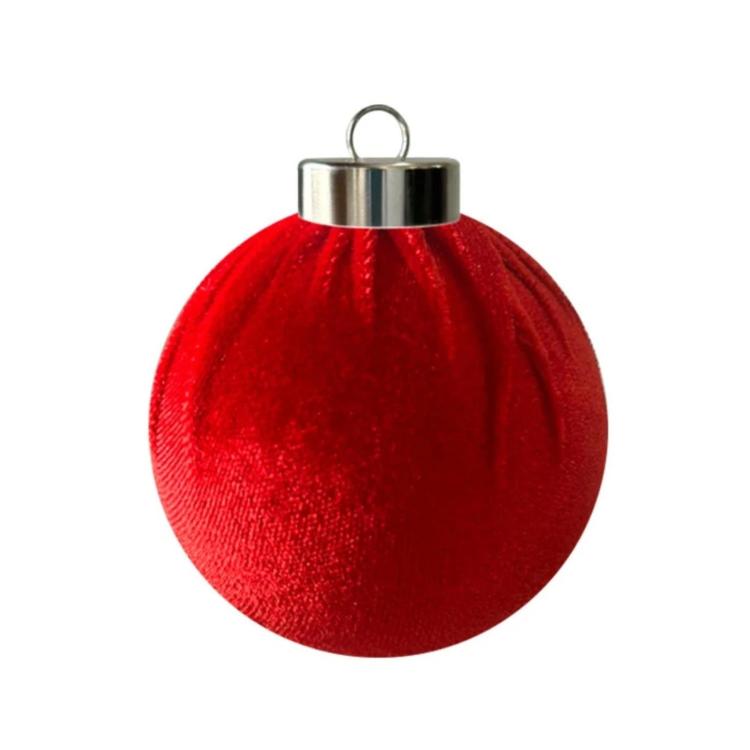 Fabric-Covered Ball Christmas Ornaments Decorations, 6cm