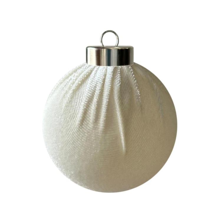 Fabric-Covered Ball Christmas Ornaments Decorations, 6cm