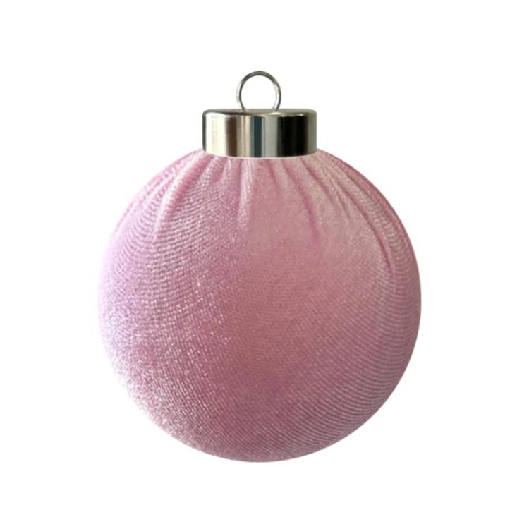 Fabric-Covered Ball Christmas Ornaments Decorations, 6cm