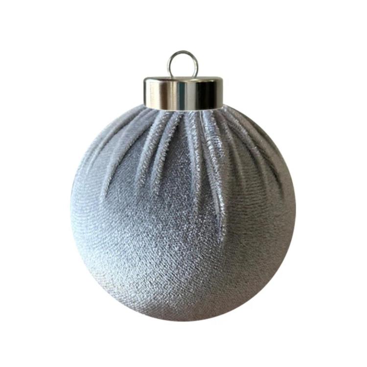Fabric-Covered Ball Christmas Ornaments Decorations, 8cm