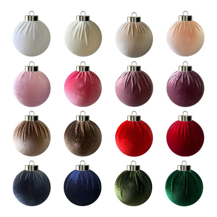 Fabric-Covered Ball Christmas Ornaments Decorations, 8cm