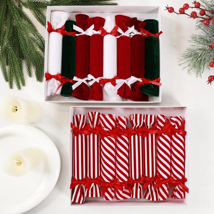 8 PCS/Pack 8.2 Inch Velvet Fabric Christmas Candy Ornaments Set Plush Candy Hanging Tree Decor