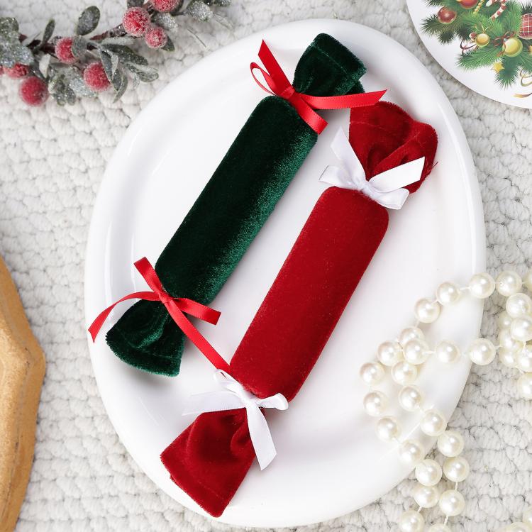 8 PCS/Pack 8.2 Inch Velvet Fabric Christmas Candy Ornaments Set Plush Candy Hanging Tree Decor