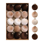 15pcs /Set Velvet-Covered Christmas Ball Ornaments, 6cm, 8cm