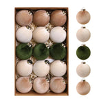 15pcs /Set Velvet-Covered Christmas Ball Ornaments, 6cm, 8cm